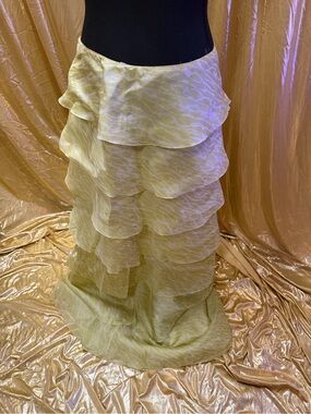 Sony Costumes Dept CHETTA B Silk Ruffle Maxi Skirt Size Medium Like New 8